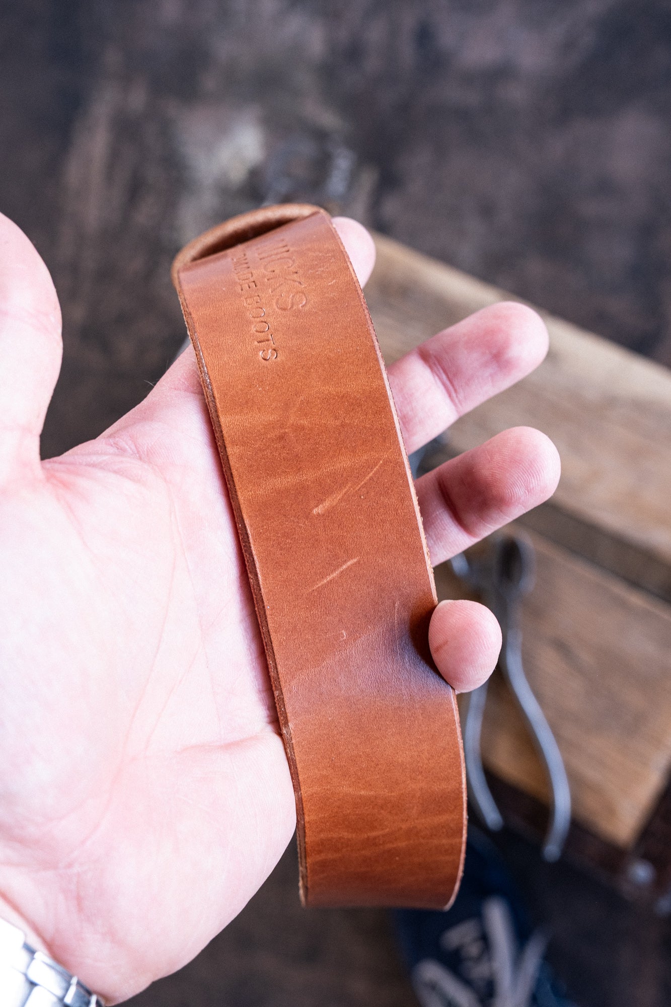 In Stock - Traditional Harness Everyday Belt / Buck Brown Veg-Tan 1.5” / Waist Size 24 (Belt Size 28) - Image 3