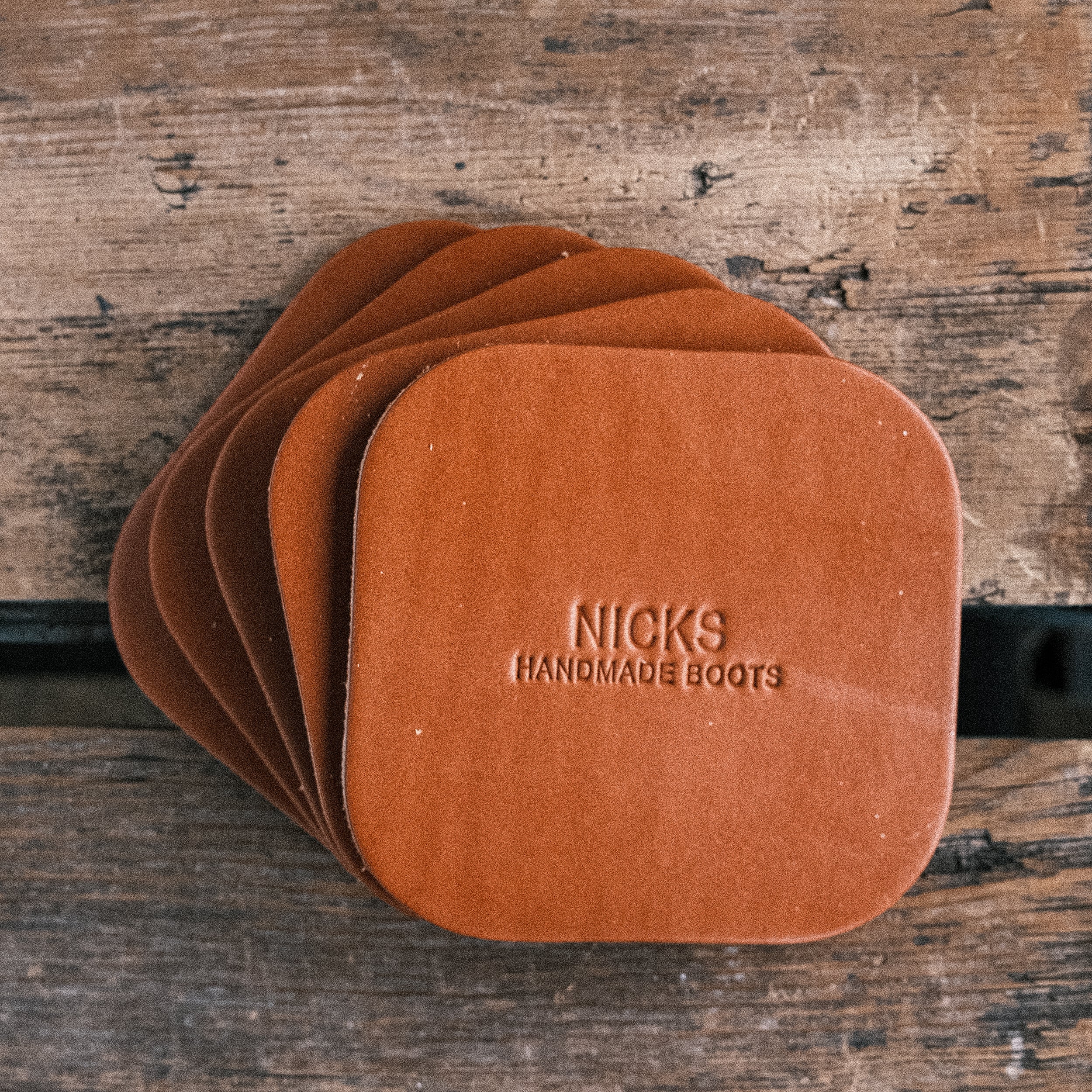 Wickett & Craig Heavy Duty Belt Leather Coasters (12–15oz, 5 Pack) - Image 3