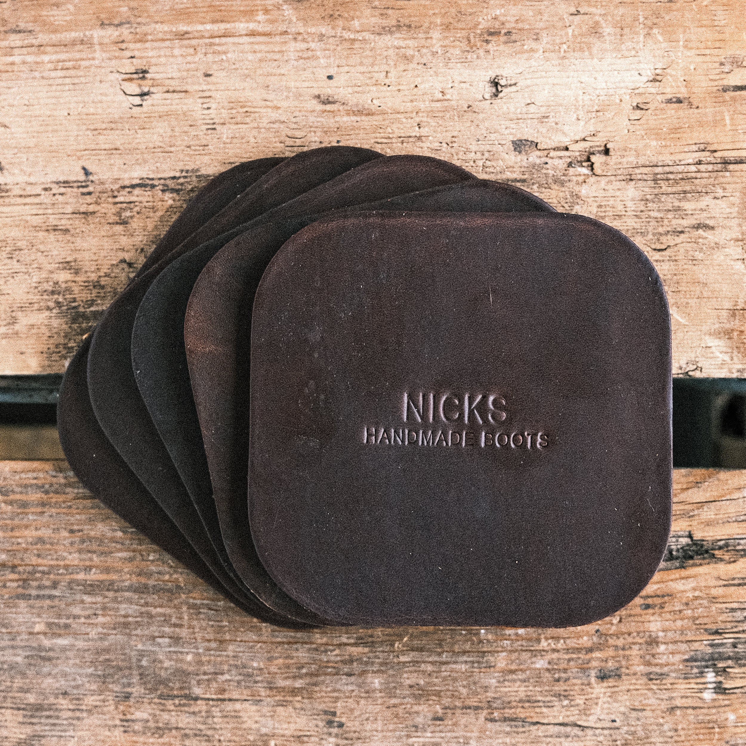 Wickett & Craig Heavy Duty Belt Leather Coasters (12–15oz, 5 Pack) - Image 5